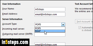 Add email account in MS Outlook - Step 4