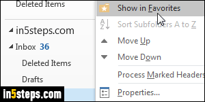 Add folder to Outlook Favorites - Step 2