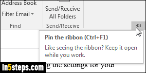 Show or hide Outlook ribbon - Step 3