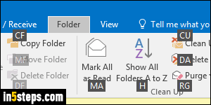Show or hide Outlook ribbon - Step 5