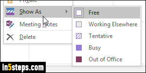 Change calendar color in MS Outlook - Step 1