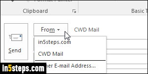 outlook quick steps 2013 set a default from email address