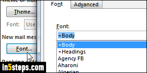 how to increase font size in outlook 2016