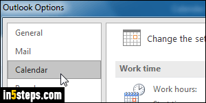 Change first day of week start in Outlook - Step 3