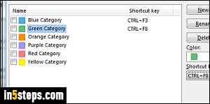 outlook for mac categories shortcuts