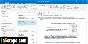 Change default start folder in Outlook - Step 1