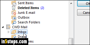 Change default start folder in Outlook - Step 4