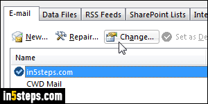 Change email password in Outlook - Step 3