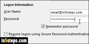 Change email password in Outlook - Step 4