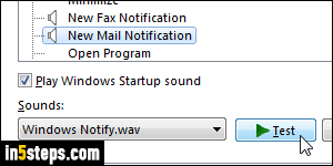 Change Outlook new email sound - Step 4