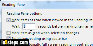 Change when Outlook marks emails as read - Step 4