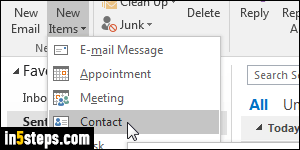 Create new Outlook contact - Step 2