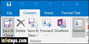Create new Outlook contact - Step 5