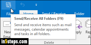 Customize quick access toolbar in Outlook - Step 1