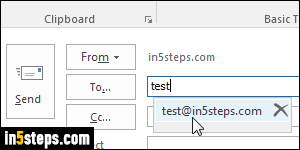 Delete Outlook contact or email address - Step 1