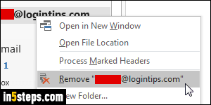Disable / delete Outlook email account - Step 3