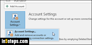 Disable / delete Outlook email account - Step 4