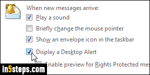Disable Outlook new mail popup - Step 4