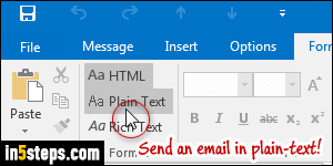 outlook email text only message to rich text format