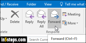Forward email as attachment in Outlook - Step 1