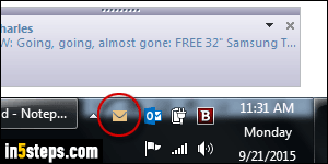 Hide envelope icon in Outlook - Step 1