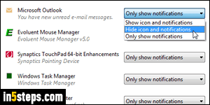 Hide envelope icon in Outlook - Step 2