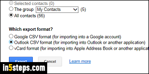 Import Gmail contacts to Outlook - Step 3