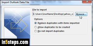 Import Yahoo contacts to Outlook 2016 - Step 5