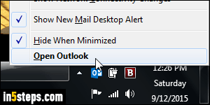 Minimize Outlook to tray - Step 5