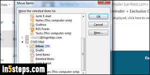 Move email messages to Outlook folders - Step 2