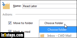 Move email messages to Outlook folders - Step 5