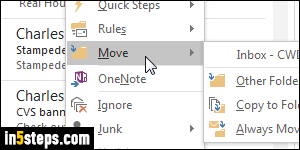 move email to folders in Outlook