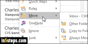 how to copy an email in outlook to another folder