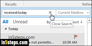 Only show today's emails in Outlook - Step 4