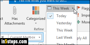 Only show today's emails in Outlook - Step 5