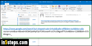 Stop Outlook cutting links in the middle - Step 1