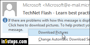 Show email image in Outlook - Step 2