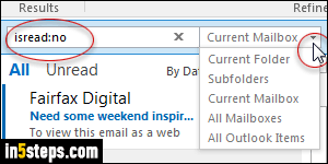 Only show unread mail in Outlook - Step 4