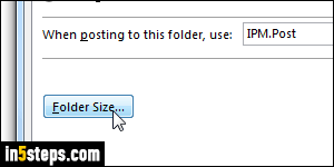 View IMAP folder size in Outlook - Step 3