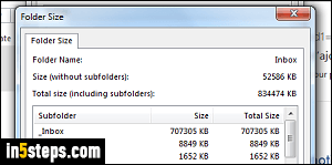 View IMAP folder size in Outlook - Step 4