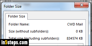 View IMAP folder size in Outlook - Step 5