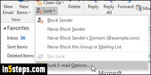 View safe senders list in Outlook - Step 2