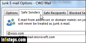 View safe senders list in Outlook - Step 3