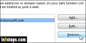 View safe senders list in Outlook - Step 4