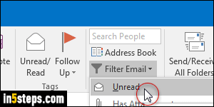 Only show unread mail in Outlook - Step 3