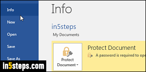 Add password to Word document - Step 3