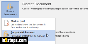 Add password to Word document - Step 4