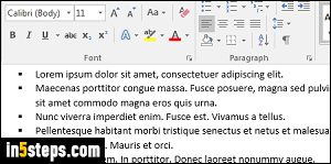 bullet point spacing in word