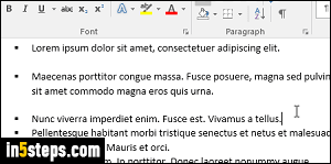 bullet point spacing in word