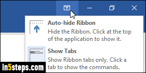 Always show the ribbon in Word 2016 - Step 3
